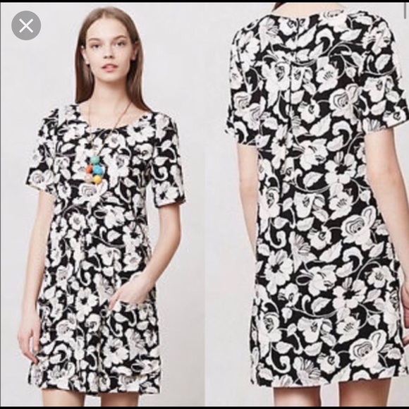 Anthropologie Dresses & Skirts - Maeve Zola Shift dress 👗 black white floral